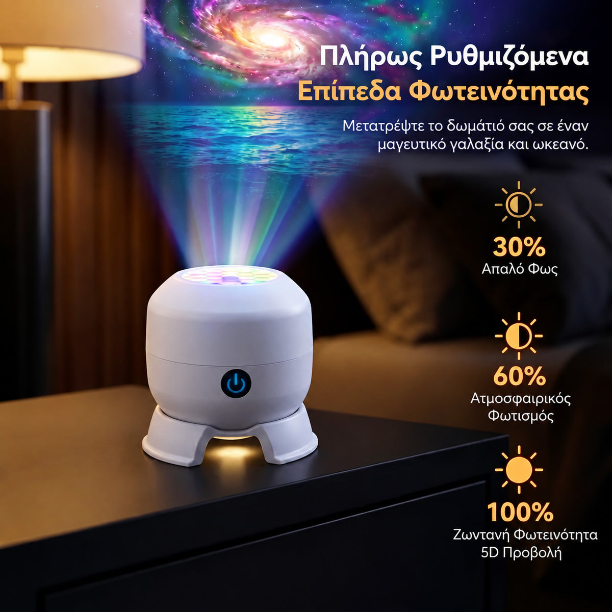 🛎️ Τελευταία ημέρα με έκπτωση 70%丨REBYIPO® Προβολέας νυχτερινού φωτισμού — Έξυπνος ολογραφικός προβολέας 5D με έναστρο ουρανό και ωκεανό 🌠