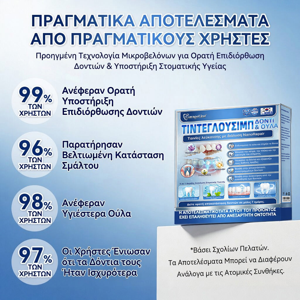 GarageLine® 🦷 Στοματικές Ταινίες Ταχείας Διάλυσης Tideglusib για την Επιδιόρθωση Δοντιών & Ούλων ✨ (Υποστηρίζει την επιδιόρθωση των δοντιών και βοηθά στην ανακούφιση από την ενόχληση των ούλων και άλλα κοινά στοματικά προβλήματα) 👑💍